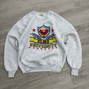 Vintage 90s Sesame Street Elmo University Raglan Crewneck Sweatshirt
